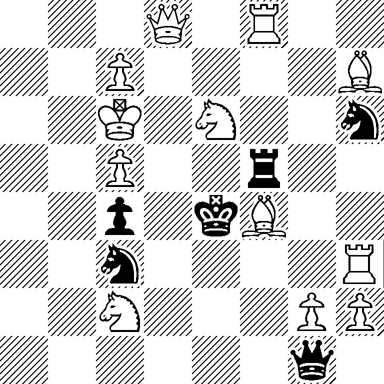 3Q1R2/2P4B/2K1N2n/2P2r2/2p1kB2/2n4R/2N3PP/6q1