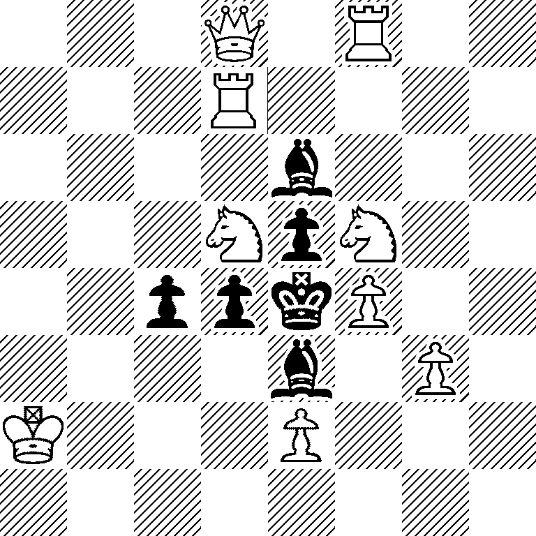 3Q1R2/3R4/4b3/3NpN2/2ppkP2/4b1P1/K3P3/8