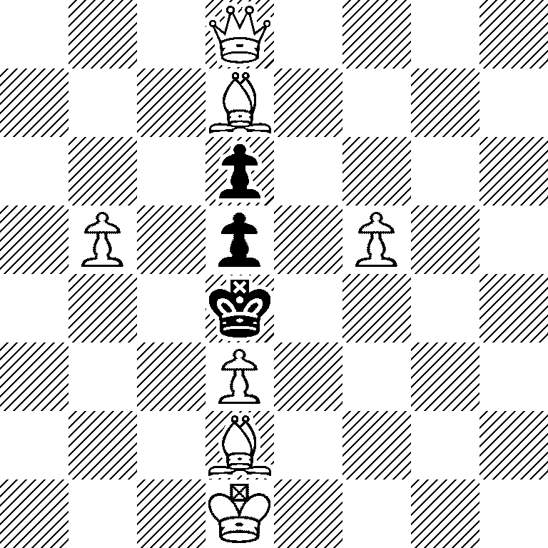 3Q4/3B4/3p4/1P1p1P2/3k4/3P4/3B4/3K4