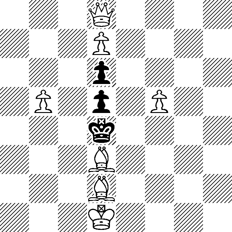 3Q4/3P4/3p4/1P1p1P2/3k4/3B4/3B4/3K4