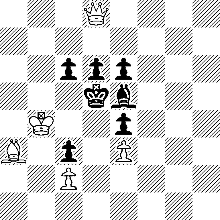 3Q4/8/2ppp3/3kb3/1K2p3/B1p1P3/2P5/8