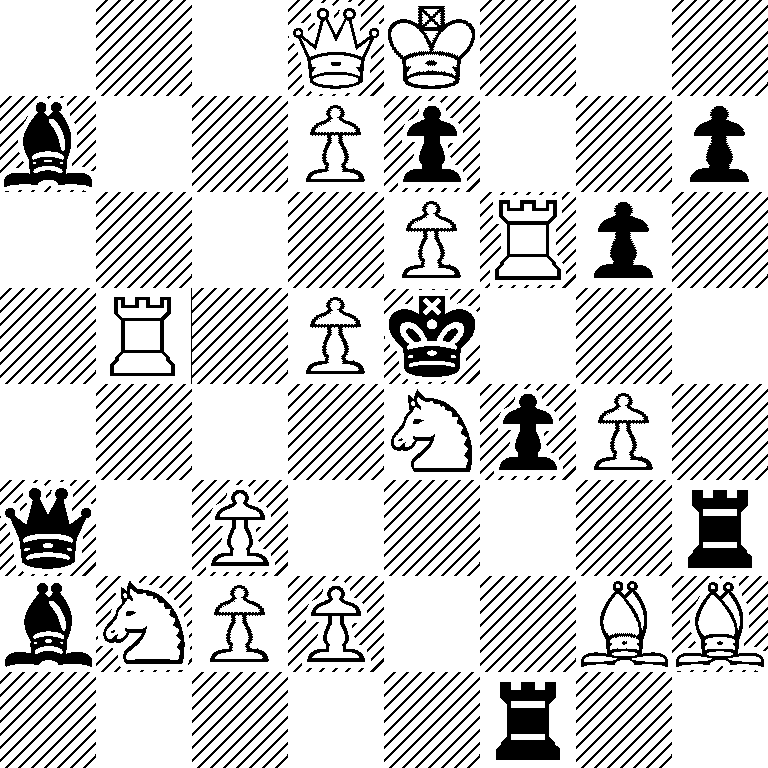 3QK3/b2Pp2p/4PRp1/1R1Pk3/4NpP1/q1P4r/bNPP2BB/5r2