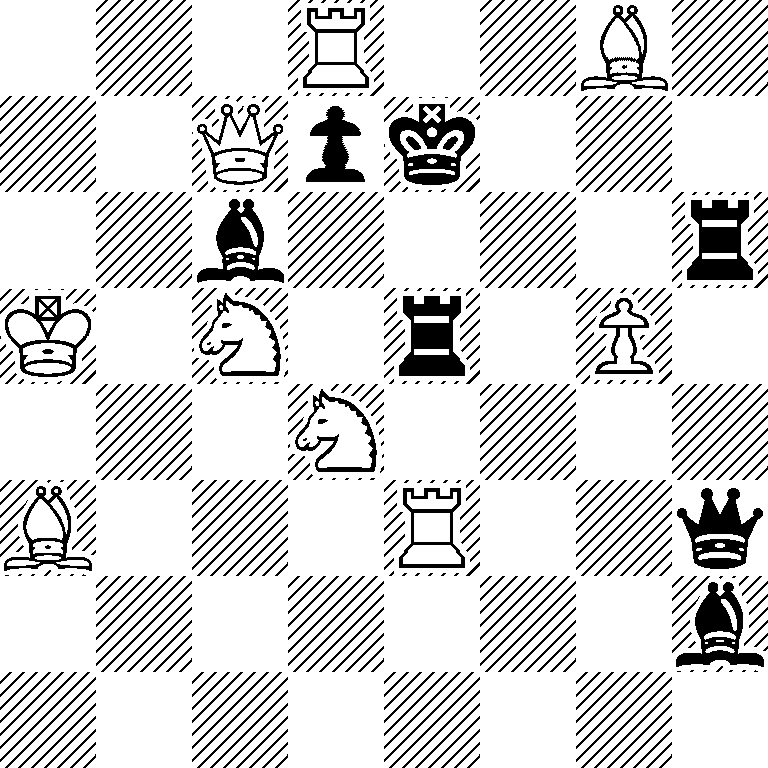 3R2B1/2Qpk3/2b4r/K1N1r1P1/3N4/B3R2q/7b/8