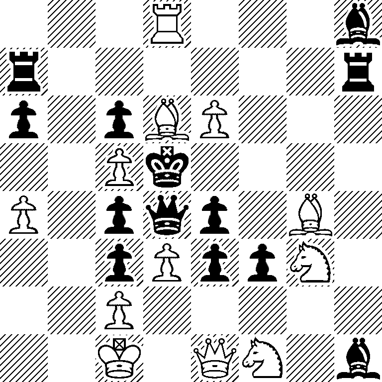 3R3b/r6r/p1pBP3/2Pk4/P1pqp1B1/2pPppN1/2P5/2K1QN1b