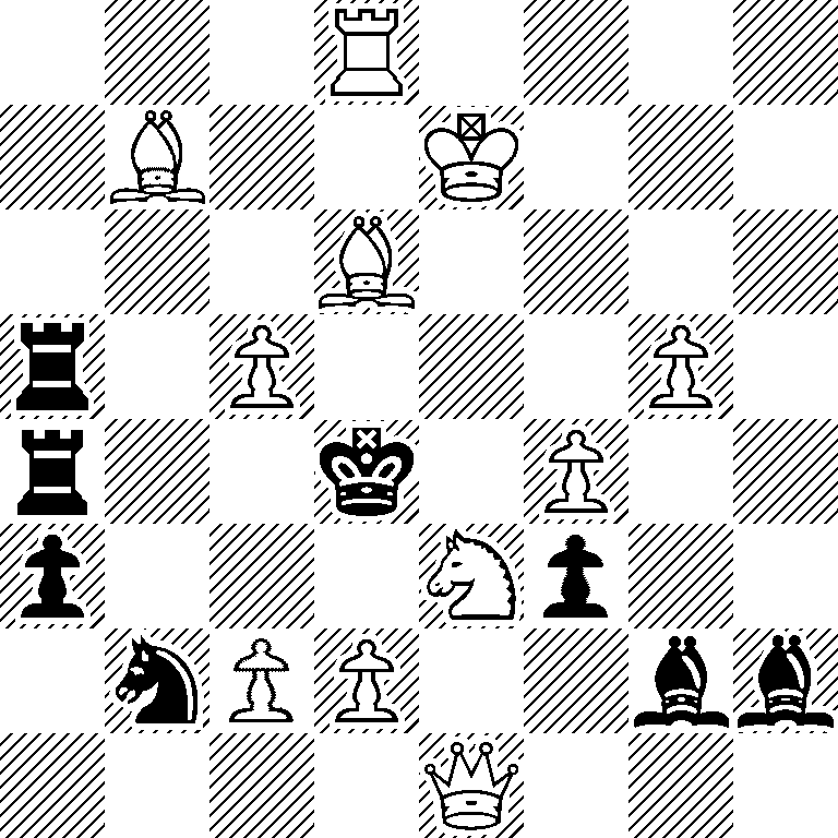 3R4/1B2K3/3B4/r1P3P1/r2k1P2/p3Np2/1nPP2bb/4Q3