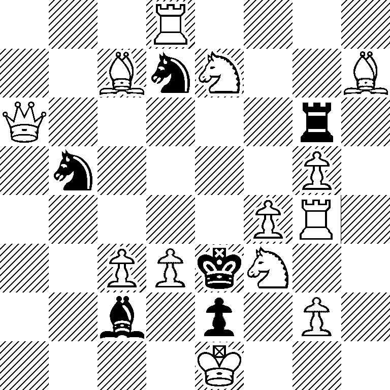 3R4/2BnN2B/Q5r1/1n4P1/5PR1/2PPkN2/2b1p1P1/4K3