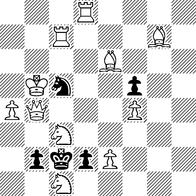 3R4/2R3B1/4B3/1Kn2p2/PQ3P2/2N5/1pkpP3/2N5