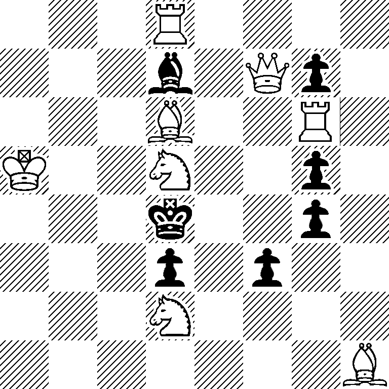 3R4/3b1Qp1/3B2R1/K2N2p1/3k2p1/3p1p2/3N4/7B