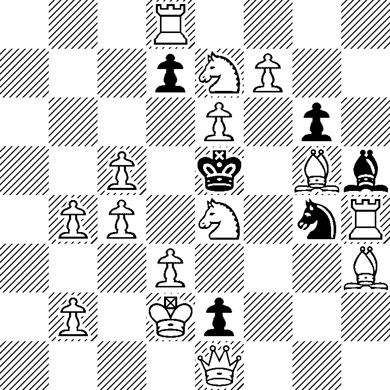 3R4/3pNP2/4P1p1/2P1k1Bb/1PP1N1nR/3P3B/1P1Kp3/4Q3
