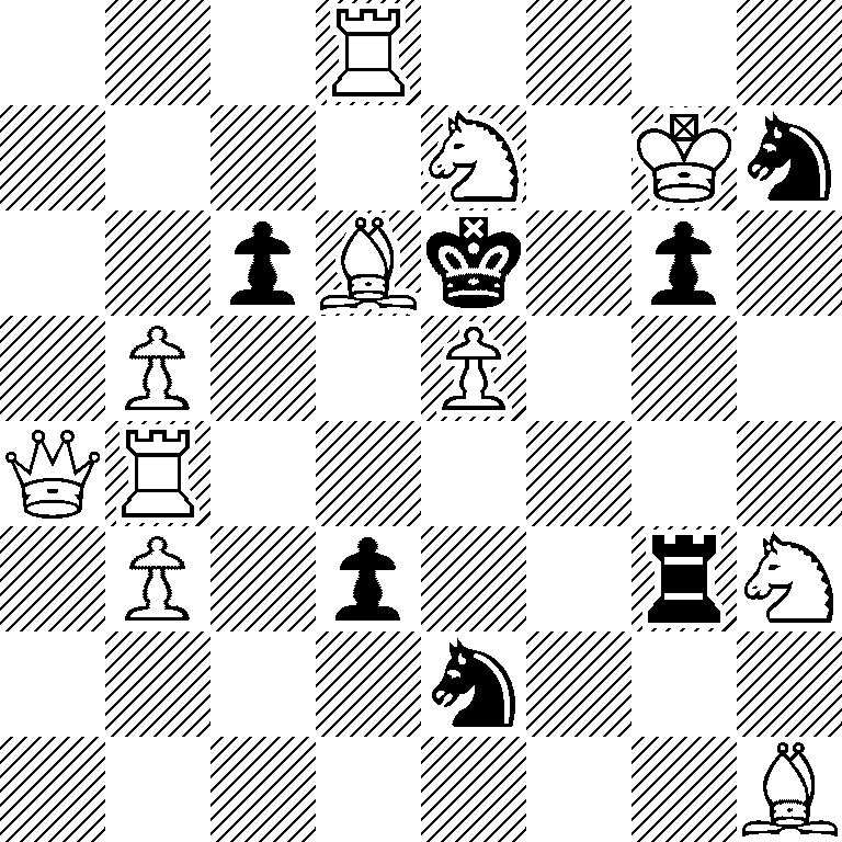 3R4/4N1Kn/2pBk1p1/1P2P3/QR6/1P1p2rN/4n3/7B