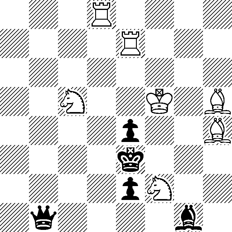 3R4/4R3/8/2N2K1B/4p2B/4k3/4pN2/1q4b1