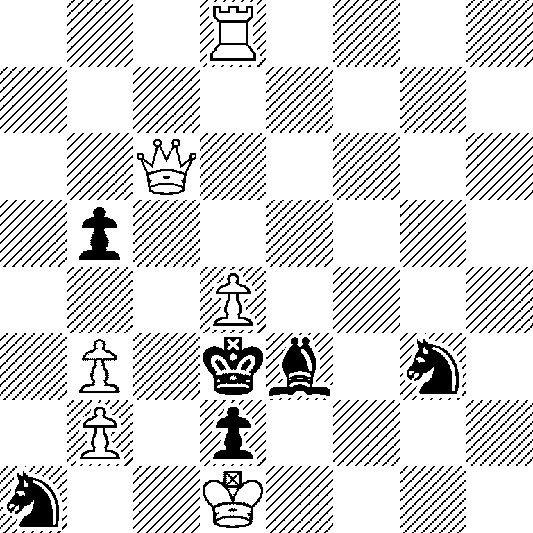 3R4/8/2Q5/1p6/3P4/1P1kb1n1/1P1p4/n2K4