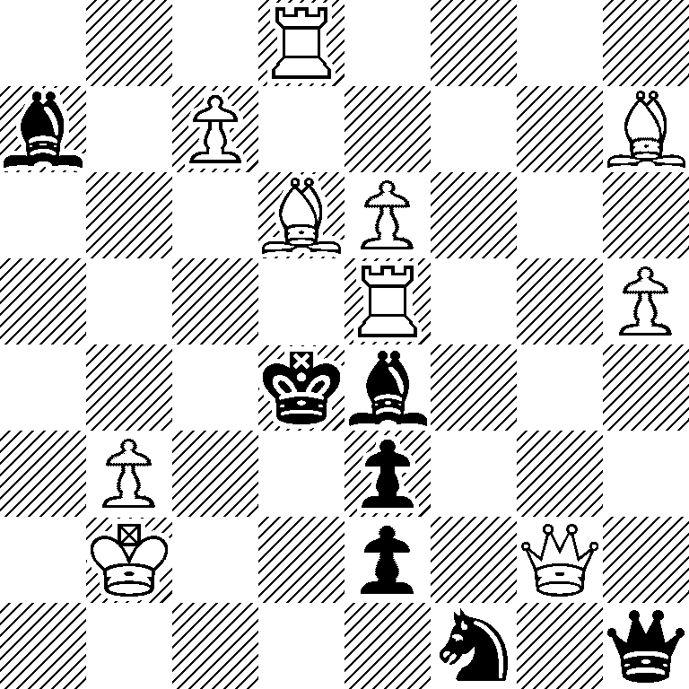 3R4/b1P4B/3BP3/4R2P/3kb3/1P2p3/1K2p1Q1/5n1q