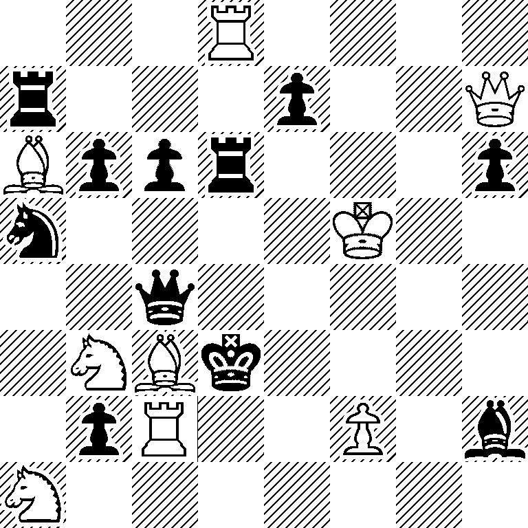 3R4/r3p2Q/Bppr3p/n4K2/2q5/1NBk4/1pR2P1b/N7