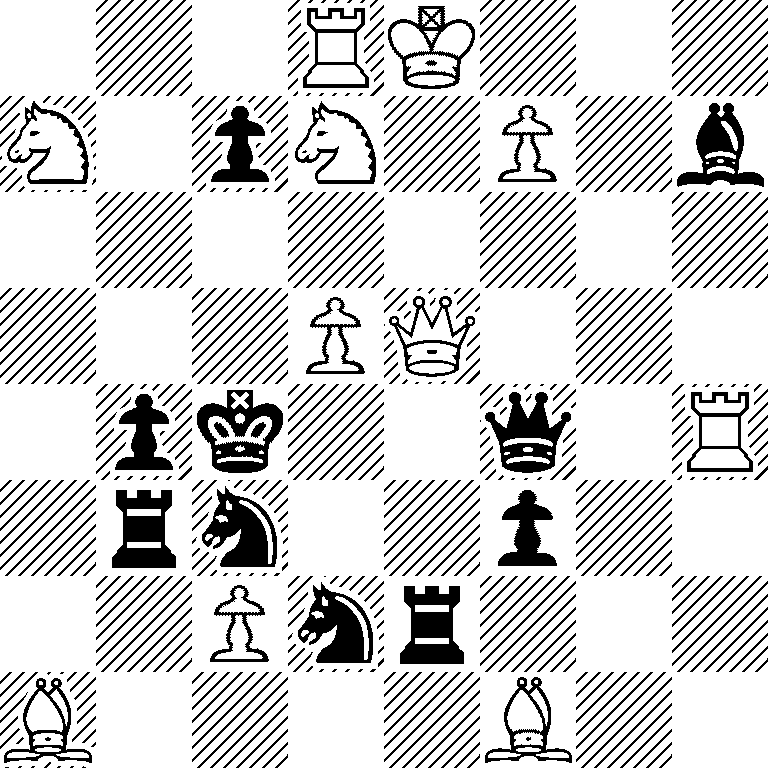 3RK3/N1pN1P1b/8/3PQ3/1pk2q1R/1rn2p2/2Pnr3/B4B2