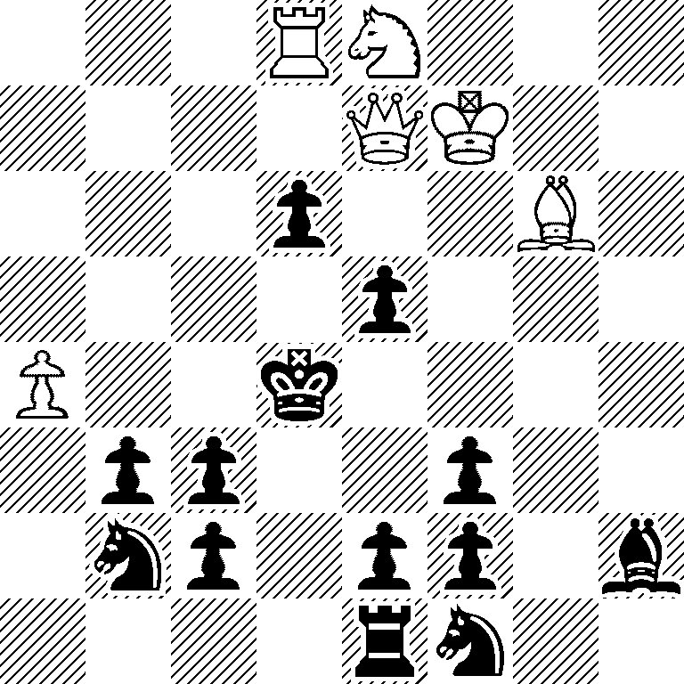 3RN3/4QK2/3p2B1/4p3/P2k4/1pp2p2/1np1pp1b/4rn2