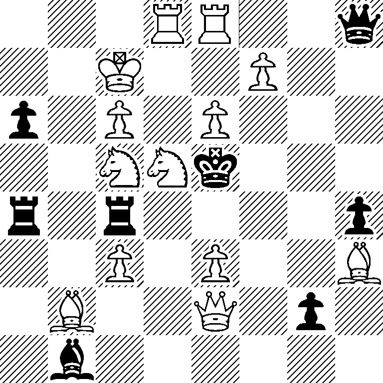 3RR2q/2K2P2/p1P1P3/2NNk3/r1r4p/2P1P2B/1B2Q1p1/1b6