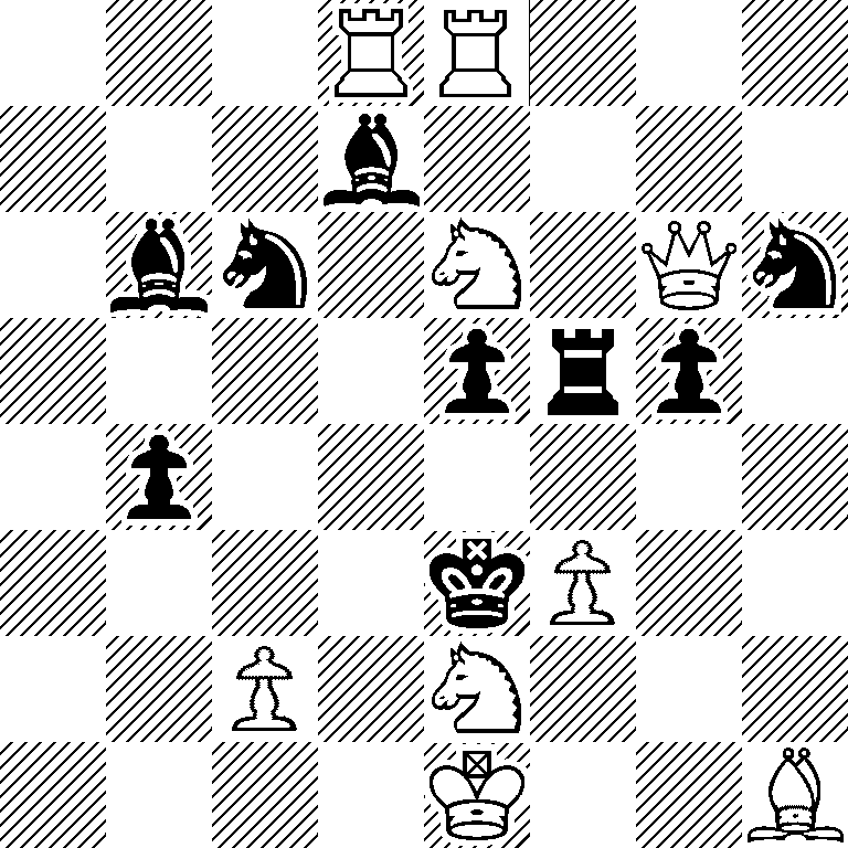 3RR3/3b4/1bn1N1Qn/4prp1/1p6/4kP2/2P1N3/4K2B