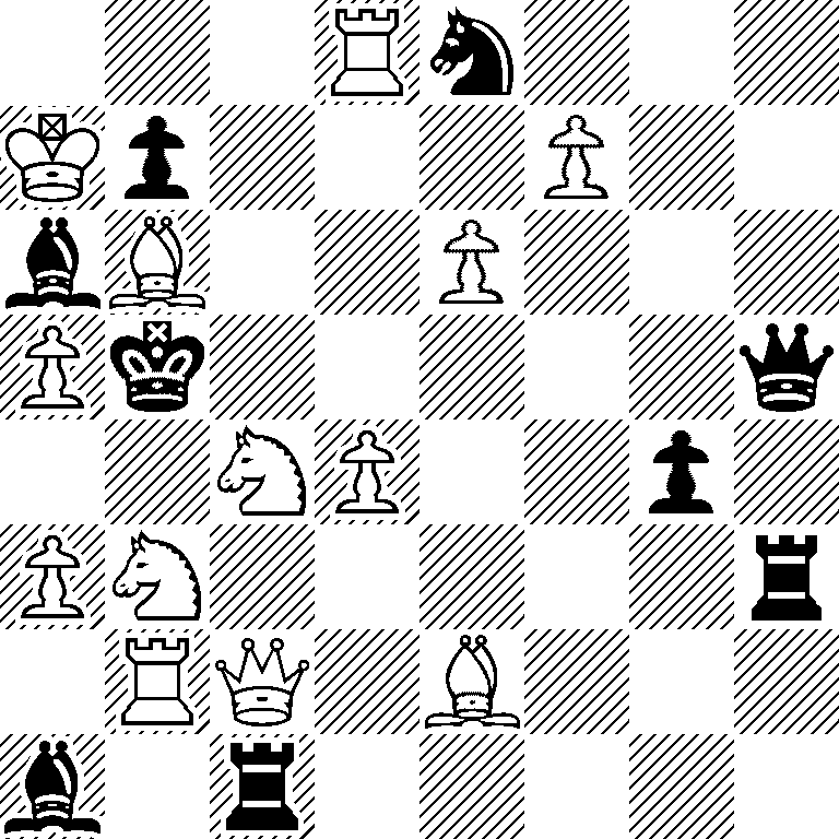 3Rn3/Kp3P2/bB2P3/Pk5q/2NP2p1/PN5r/1RQ1B3/b1r5