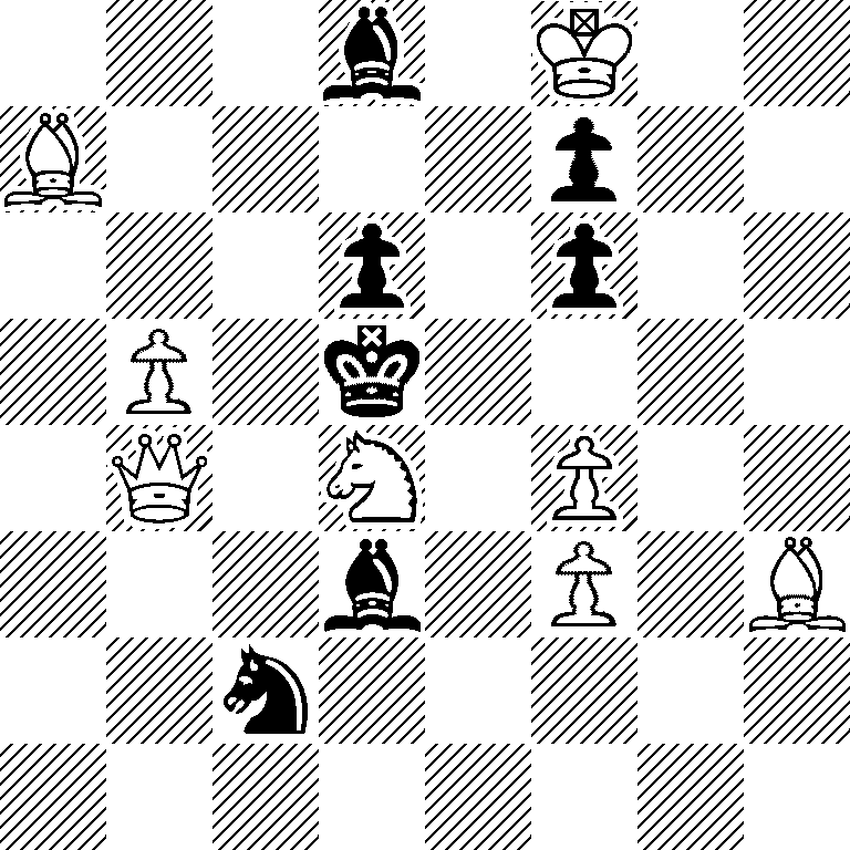 3b1K2/B4p2/3p1p2/1P1k4/1Q1N1P2/3b1P1B/2n5/8