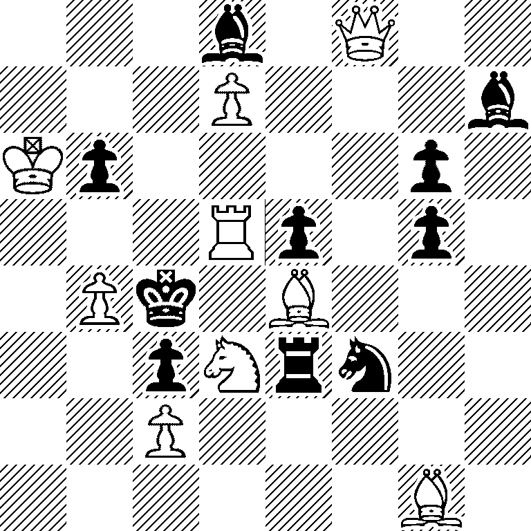 3b1Q2/3P3b/Kp4p1/3Rp1p1/1Pk1B3/2pNrn2/2P5/6B1