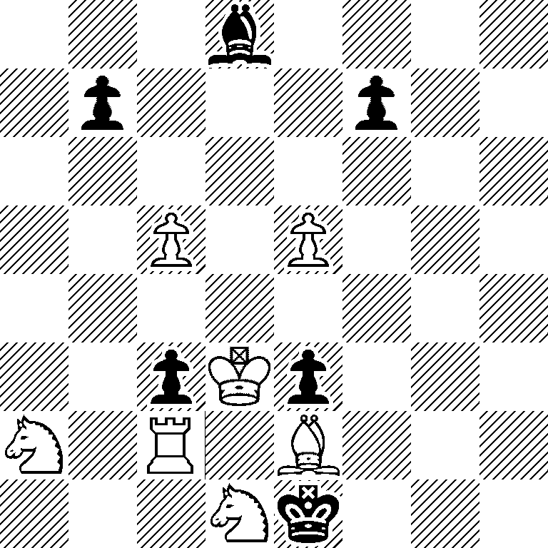 3b4/1p3p2/8/2P1P3/8/2pKp3/N1R1B3/3Nk3