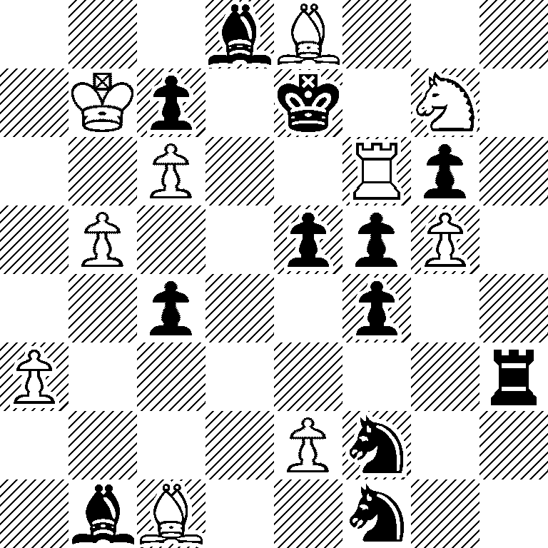 3bB3/1Kp1k1N1/2P2Rp1/1P2ppP1/2p2p2/P6r/4Pn2/1bB2n2