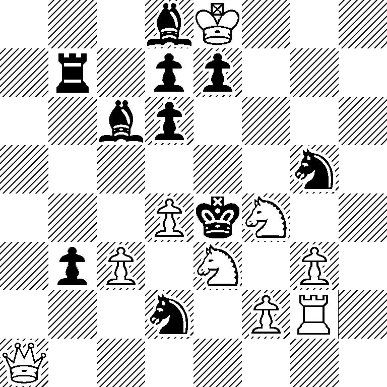 3bK3/1r1pp3/2bp4/6n1/3PkN2/1pP1N1P1/3n1PR1/Q7