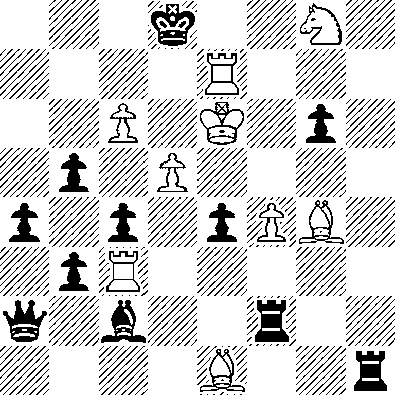 3k2N1/4R3/2P1K1p1/1p1P4/p1p1pPB1/1pR5/q1b2r2/4B2r