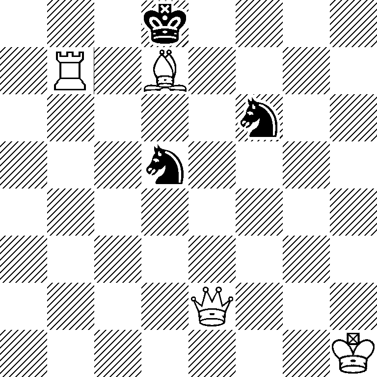 3k4/1R1B4/5n2/3n4/8/8/4Q3/7K