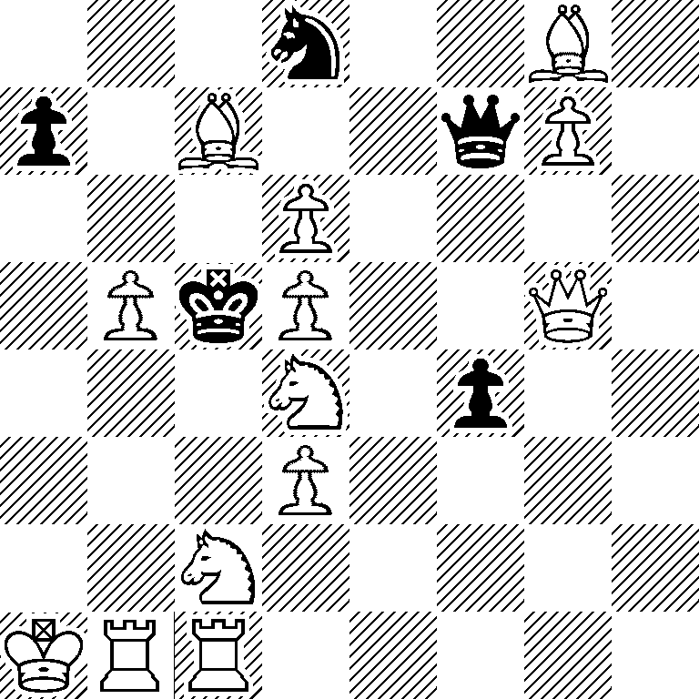 3n2B1/p1B2qP1/3P4/1PkP2Q1/3N1p2/3P4/2N5/KRR5