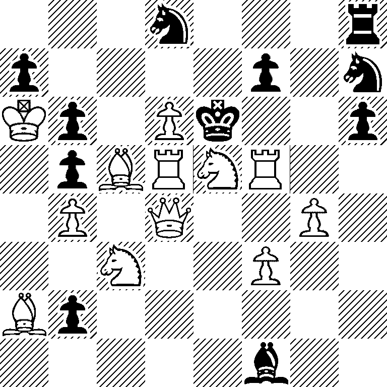 3n3r/p4p1n/Kp1Pk2p/1pBRNR2/1P1Q2P1/2N2P2/Bp6/5b2