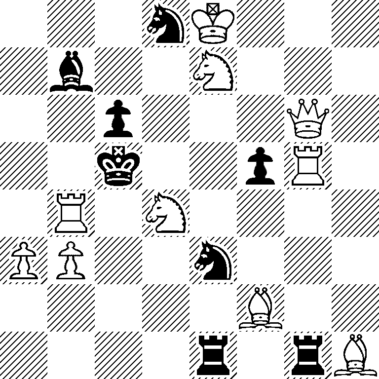 3nK3/1b2N3/2p3Q1/2k2pR1/1R1N4/PP2n3/5B2/4r1rB