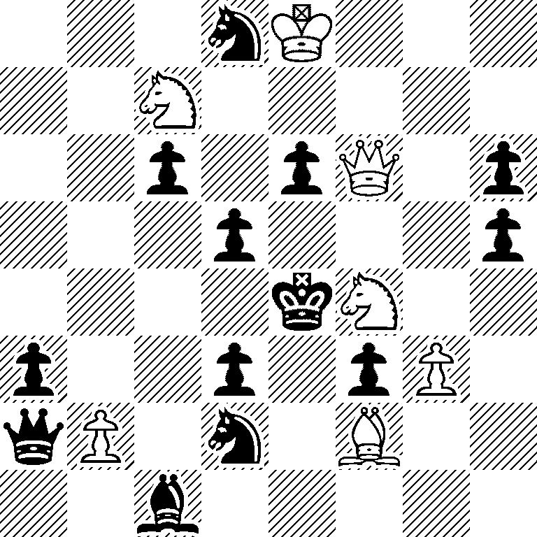 3nK3/2N5/2p1pQ1p/3p3p/4kN2/p2p1pP1/qP1n1B2/2b5