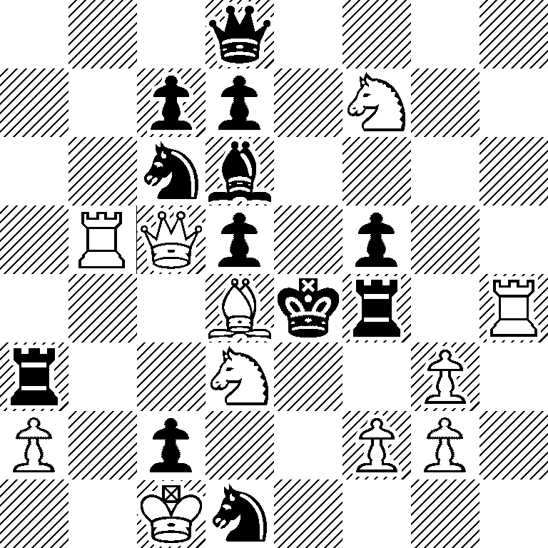 3q4/2pp1N2/2nb4/1RQp1p2/3Bkr1R/r2N2P1/P1p2PP1/2Kn4
