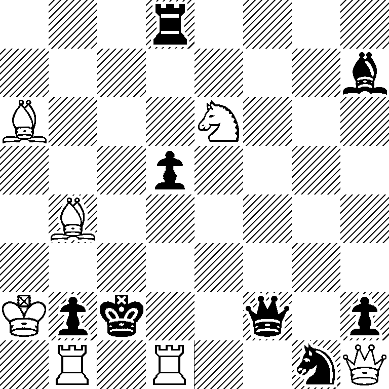 3r4/7b/B3N3/3p4/1B6/8/Kpk2q1p/1R1R2nQ