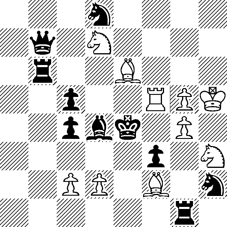 3s4/1q1S4/1r2B3/2p2RPK/2pbk1P1/5p1S/2PP1B1s/6r1