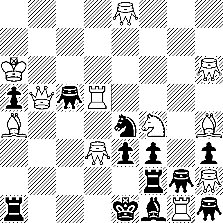 4*2Q3/8/K6*2Q/pQ*2qR4/B3sS1B/3*2Qpp1p/5r*2q*2Q/r3kbR*2q