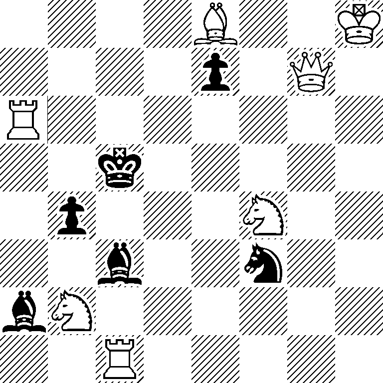 4B2K/4p1Q1/R7/2k5/1p3N2/2b2n2/bN6/2R5