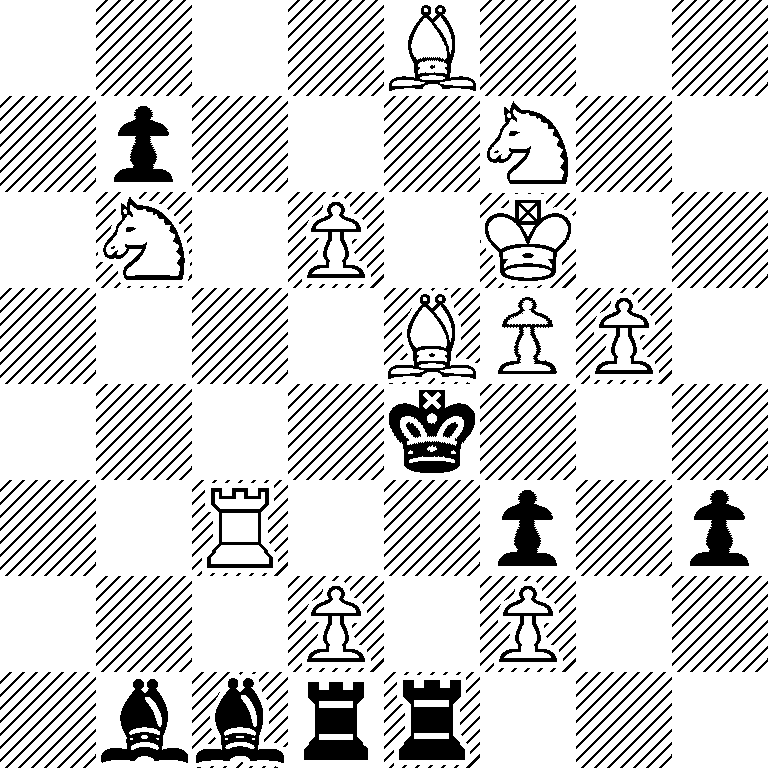 4B3/1p3N2/1N1P1K2/4BPP1/4k3/2R2p1p/3P1P2/1bbrr3
