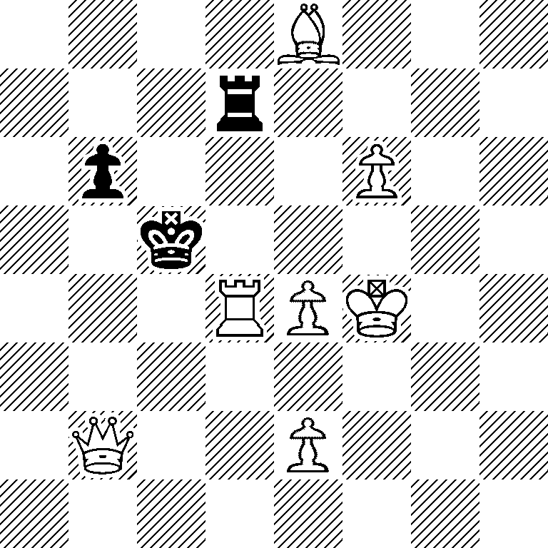 4B3/3r4/1p3P2/2k5/3RPK2/8/1Q2P3/8