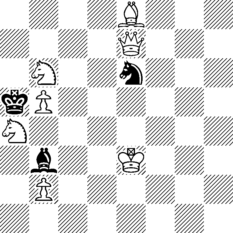 4B3/4Q3/1N2n3/kP6/N7/1b2K3/1P6/8