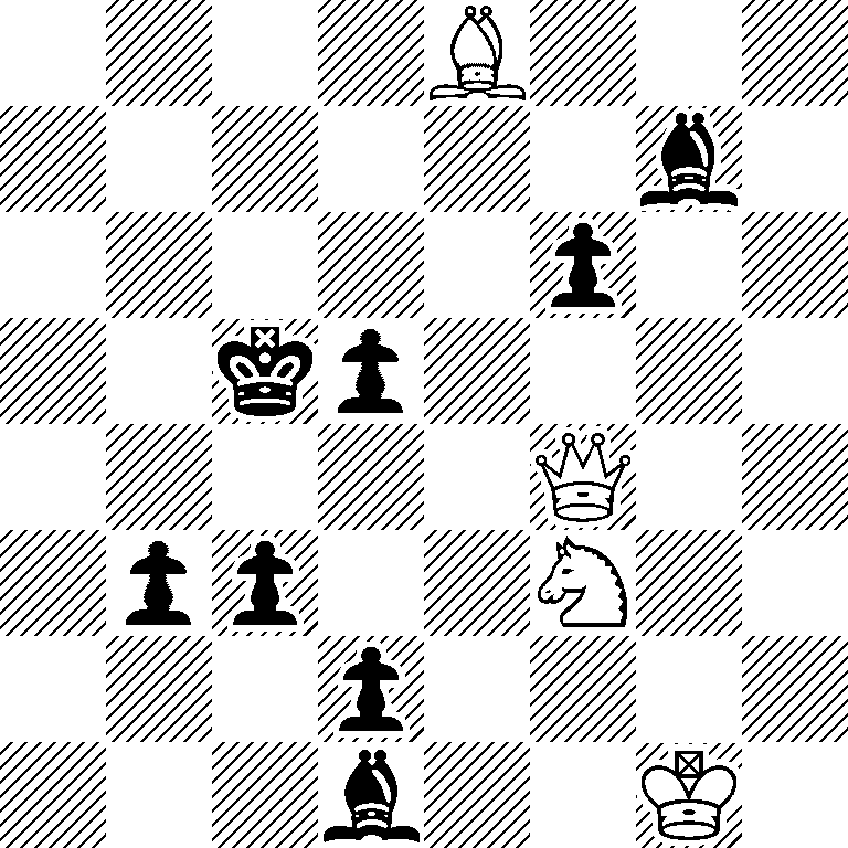 4B3/6b1/5p2/2kp4/5Q2/1pp2N2/3p4/3b2K1