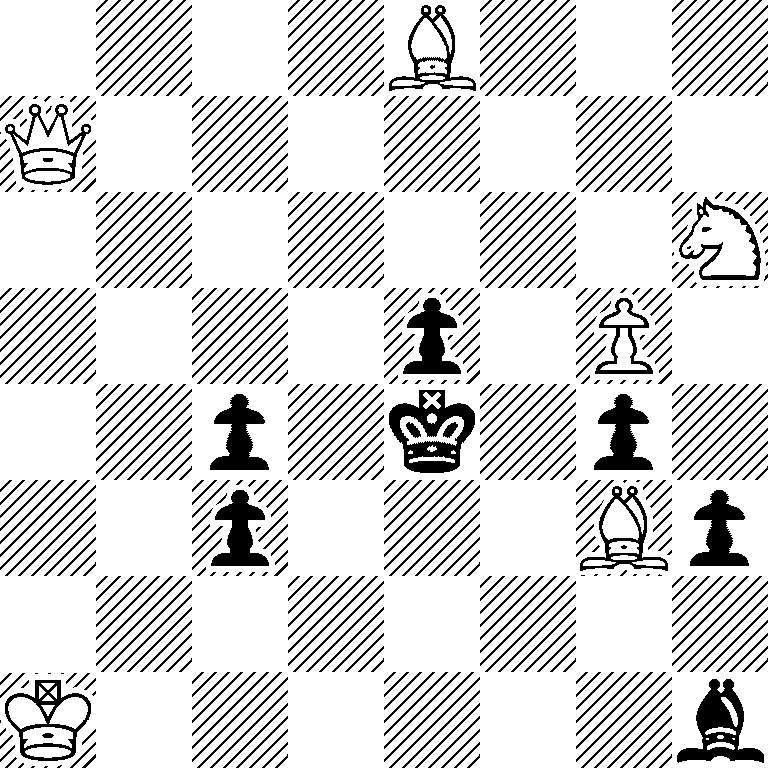 4B3/Q7/7N/4p1P1/2p1k1p1/2p3Bp/8/K6b