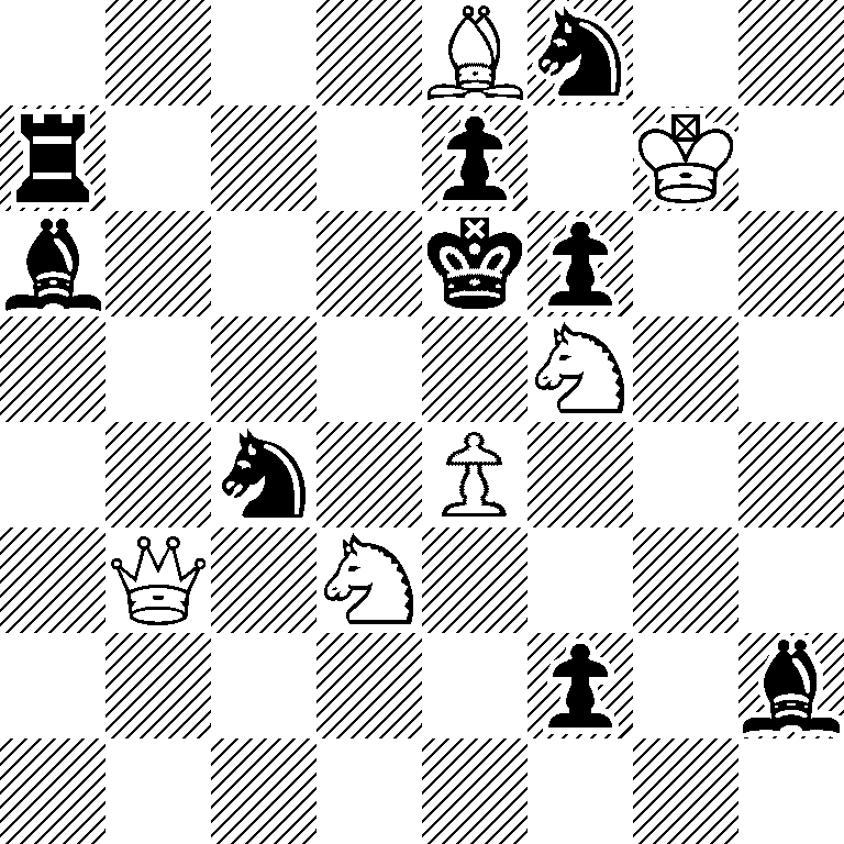 4Bn2/r3p1K1/b3kp2/5N2/2n1P3/1Q1N4/5p1b/8