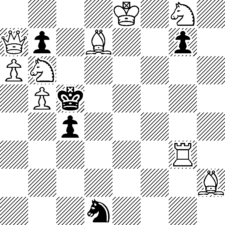 4K1N1/Qp1B2p1/PN6/1Pk5/2p5/6R1/7B/3n4
