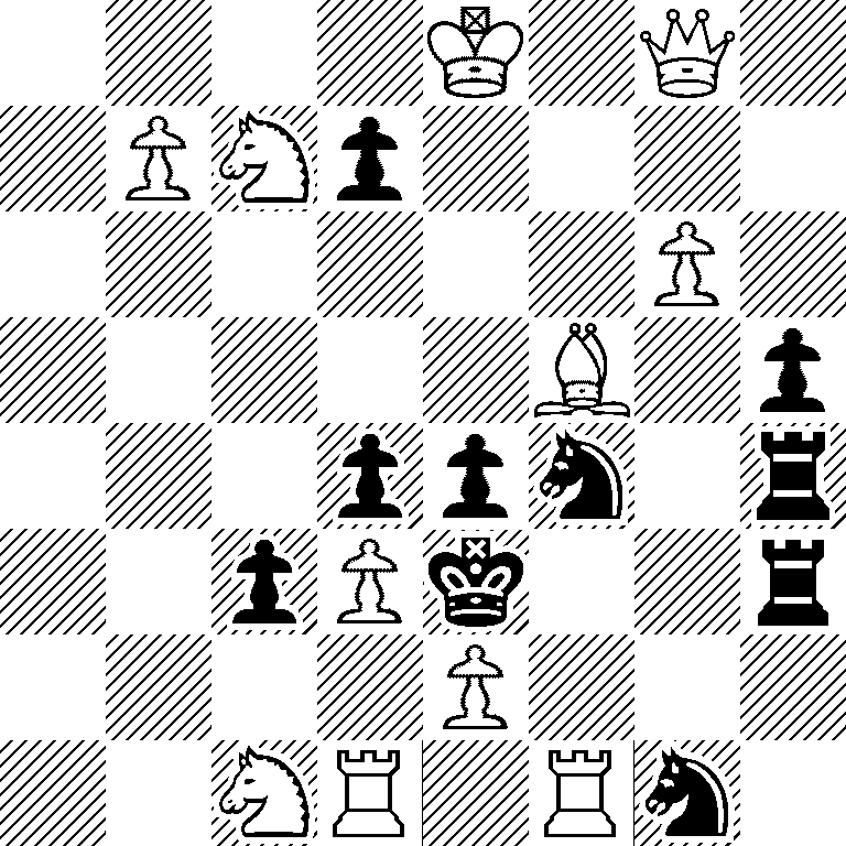4K1Q1/1PNp4/6P1/5B1p/3ppn1r/2pPk2r/4P3/2NR1Rn1