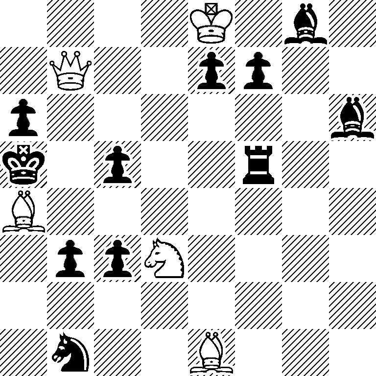 4K1b1/1Q2pp2/p6b/k1p2r2/B7/1ppN4/8/1n2B3