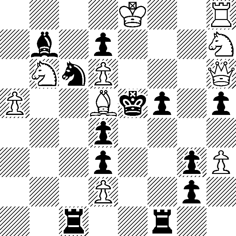 4K2R/1b1p3N/1NnP3Q/P2Bkp1p/3p4/3p2pP/3P2p1/2r2r2