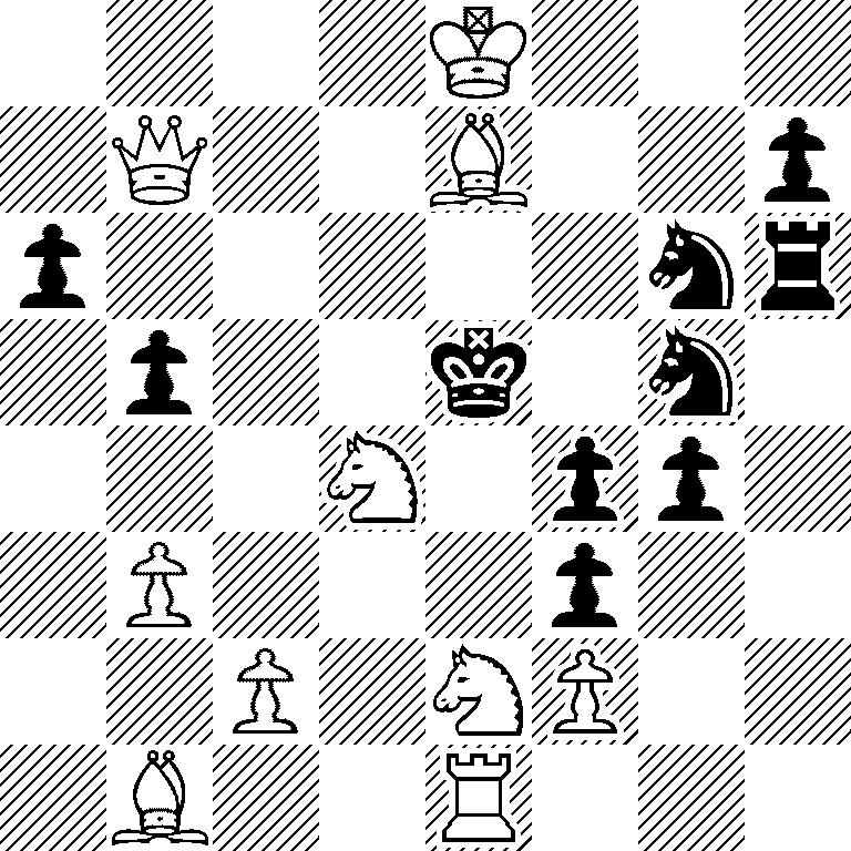4K3/1Q2B2p/p5nr/1p2k1n1/3N1pp1/1P3p2/2P1NP2/1B2R3